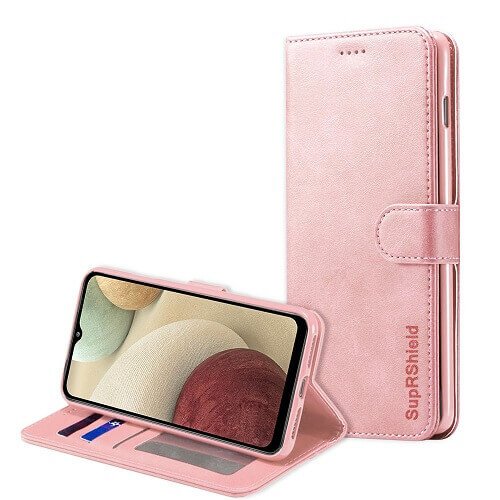 Samsung Galaxy A12 SupRShield Wallet Leather Card Holder Flip Protective Shockproof Case Cover (Rose Gold) Samsung Galaxy A12 SupRShield Wallet Leather Card Holder Flip Protective Shockproof Case Cover (Rose Gold)
